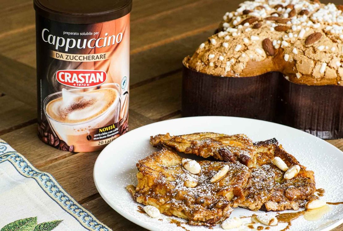 French toast con colomba di Pasqua e cappuccino solubile Crastan