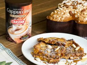French toast con colomba di Pasqua e cappuccino solubile Crastan